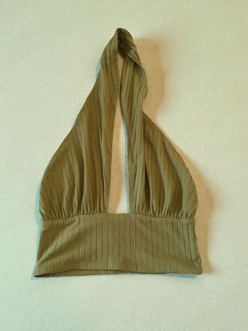 CALLAHAN Womens Olive Green Halter Crop Top Size XS